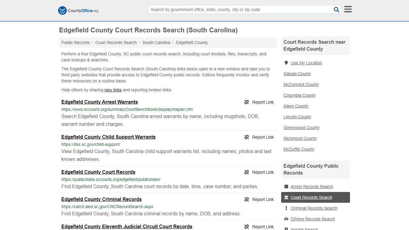 Edgefield County Court Records Search (South Carolina) - County Office